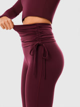 Side Tie Ruched Tummy Control High Waist Flare Leggings IN25FL021