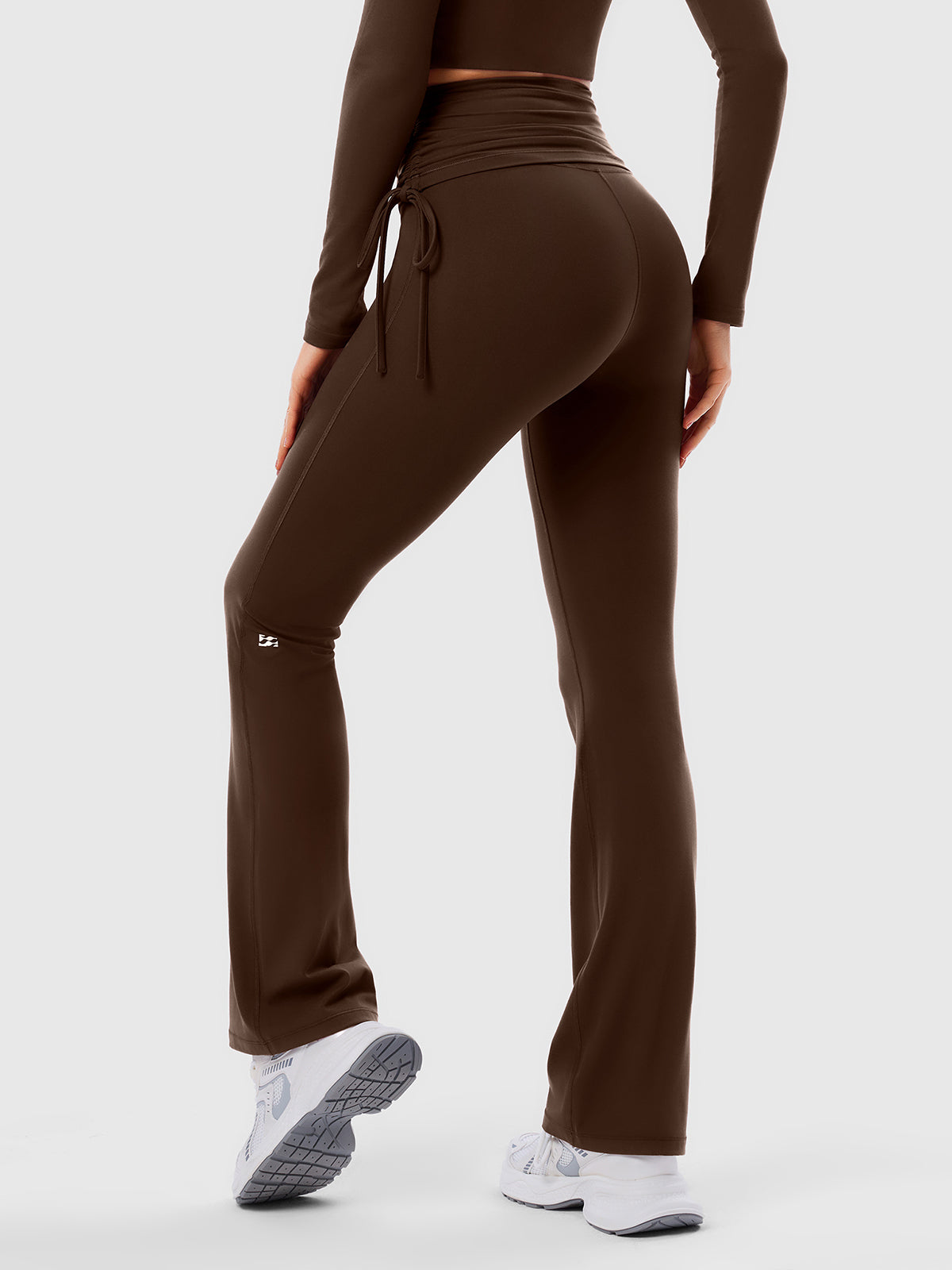 Side Tie Ruched Tummy Control High Waist Flare Leggings IN25FL021
