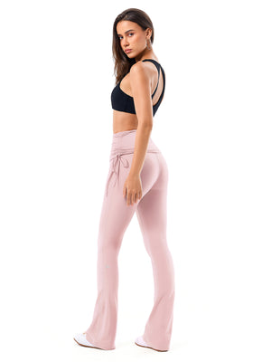 Side Tie Ruched Tummy Control High Waist Flare Leggings