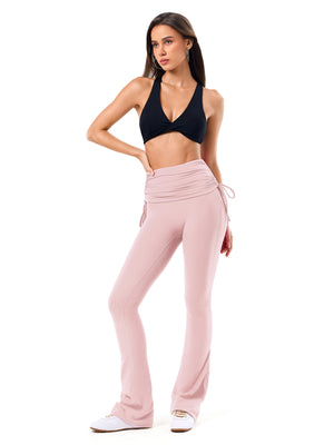 Side Tie Ruched Tummy Control High Waist Flare Leggings