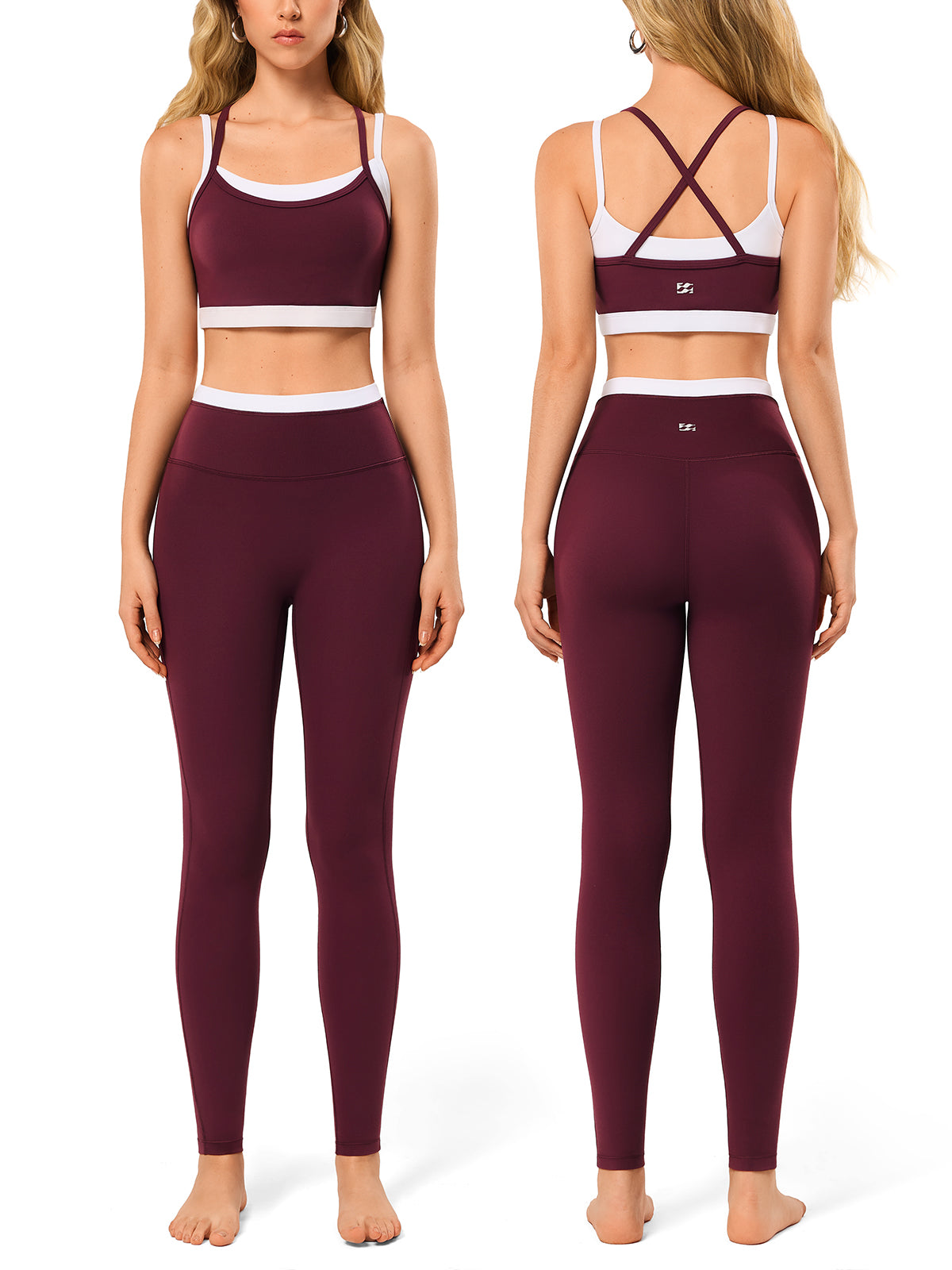 INNOMINT Women's 2-Piece Workout Set – Layered Sports Bra & Seamless Leggings