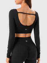 INNOMINT Women's Long Sleeve Backless Crop Top
