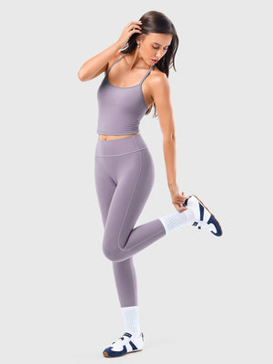 Two Piece Cross Back Tank Top Matching High Waist Leggings Sets