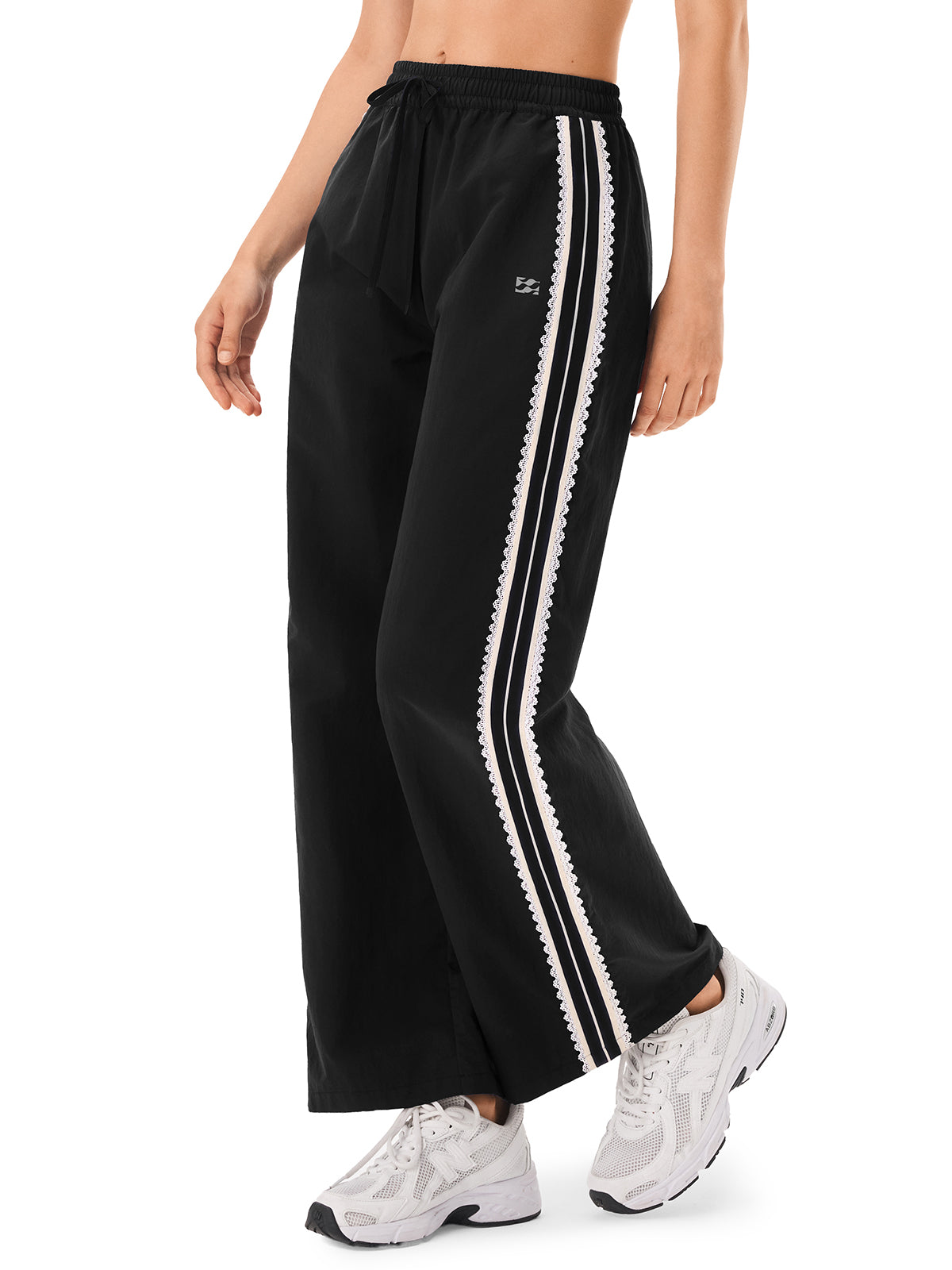 INNOMINT Women's Wide-Leg Track Pants with Lace Side Stripes