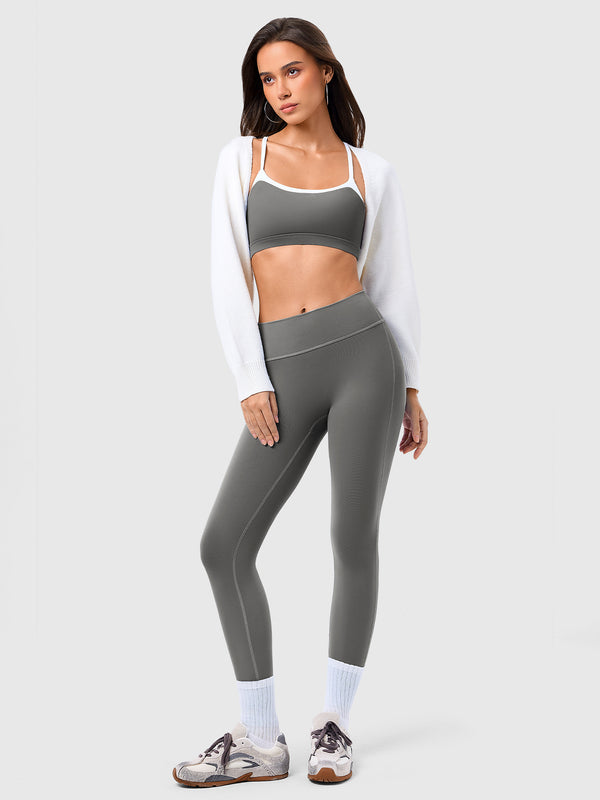 Contrast Color Sports Bra And Yoga Pants Set