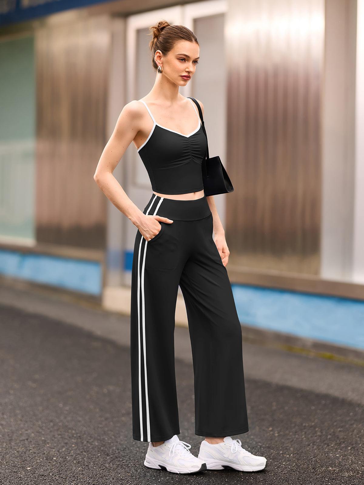 INNOMINT Women's High-Waisted Wide-Leg Track Pants