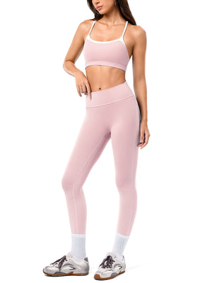 Contrast color sports bra and yoga pants set