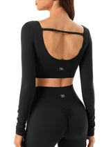 INNOMINT Women's Long Sleeve Backless Crop Top