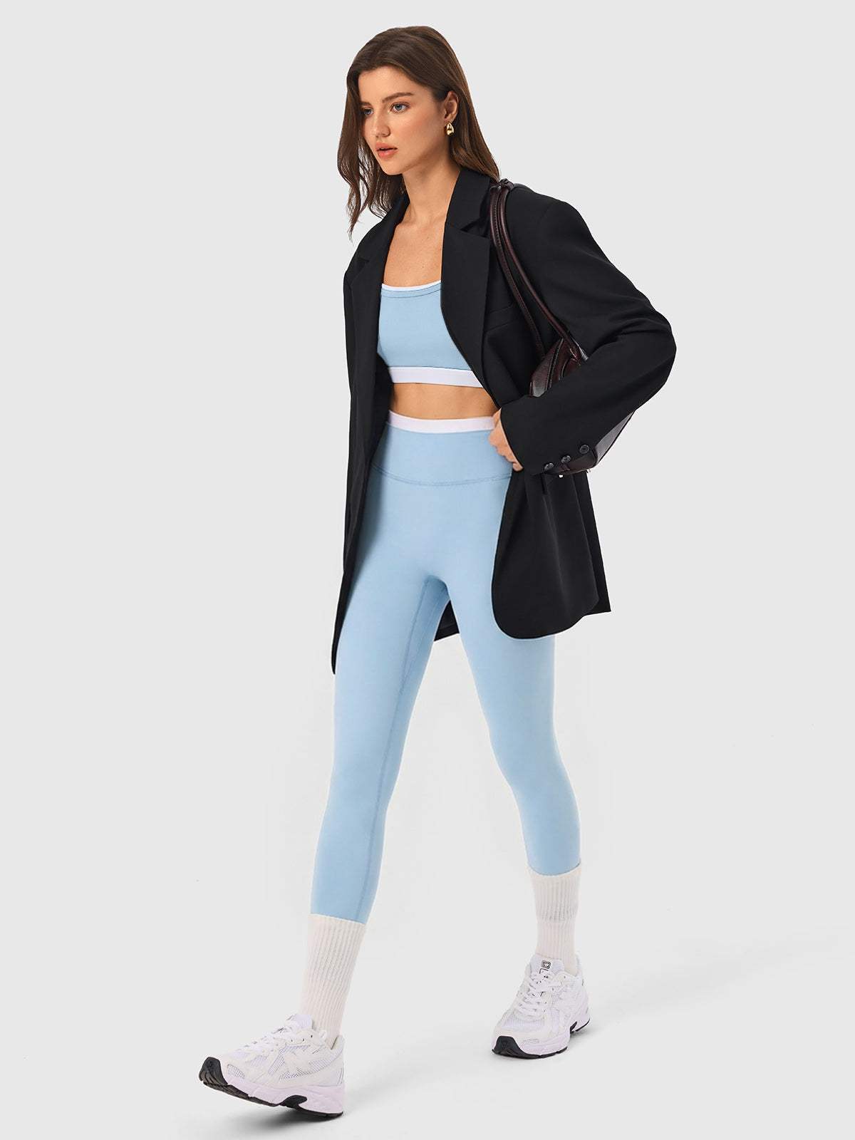 High Waisted Seamless Leggings & Double Layer Sports Bra IN25FS025AB