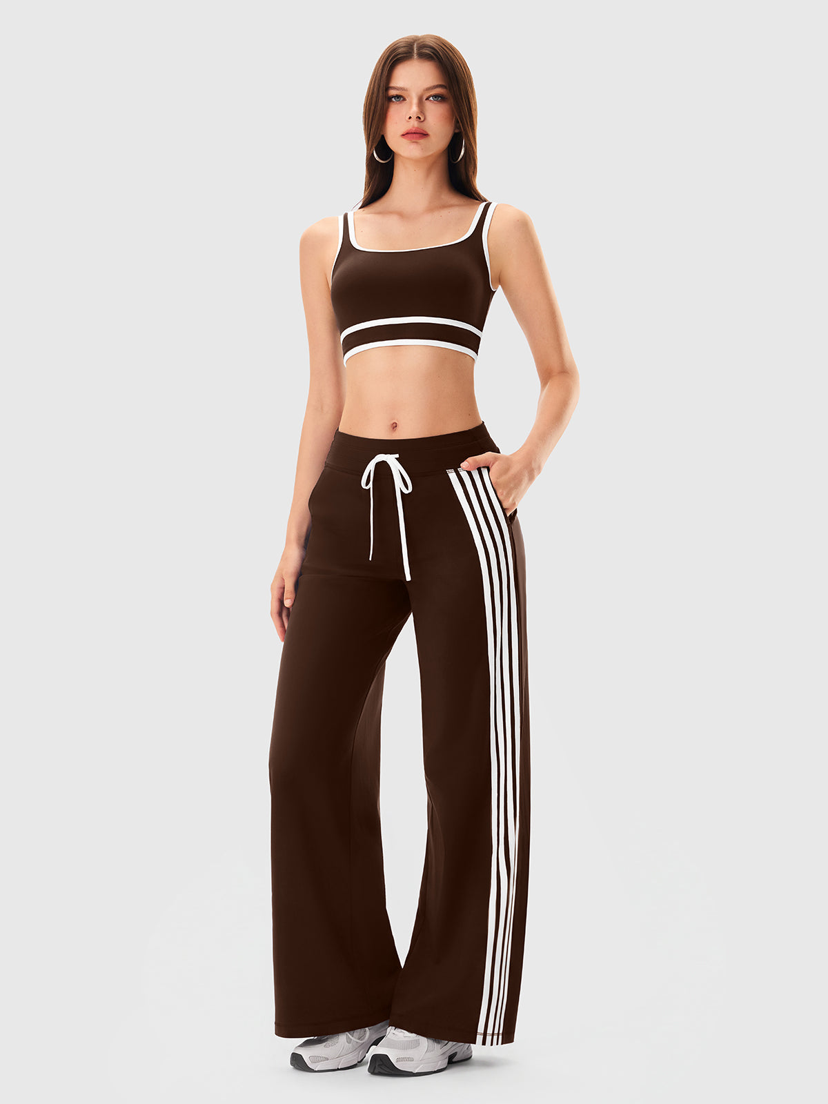 INNOMINT™ Women's Square-Neck Striped Sports Bra
