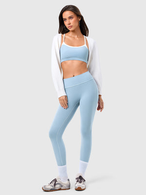 Contrast color sports bra and yoga pants set