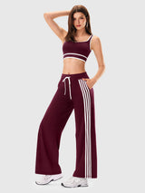 INNOMINT Women's Wide-Leg Track Pants with Side Stripes