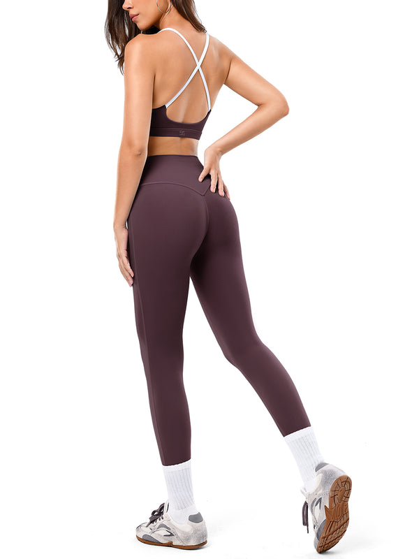 Contrast Color Sports Bra And Yoga Pants Set