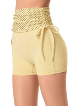 INNOMINT Women's Foldover Biker Shorts with Side Drawstring