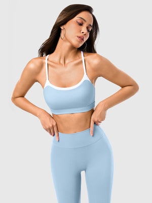 Contrast color sports bra and yoga pants set