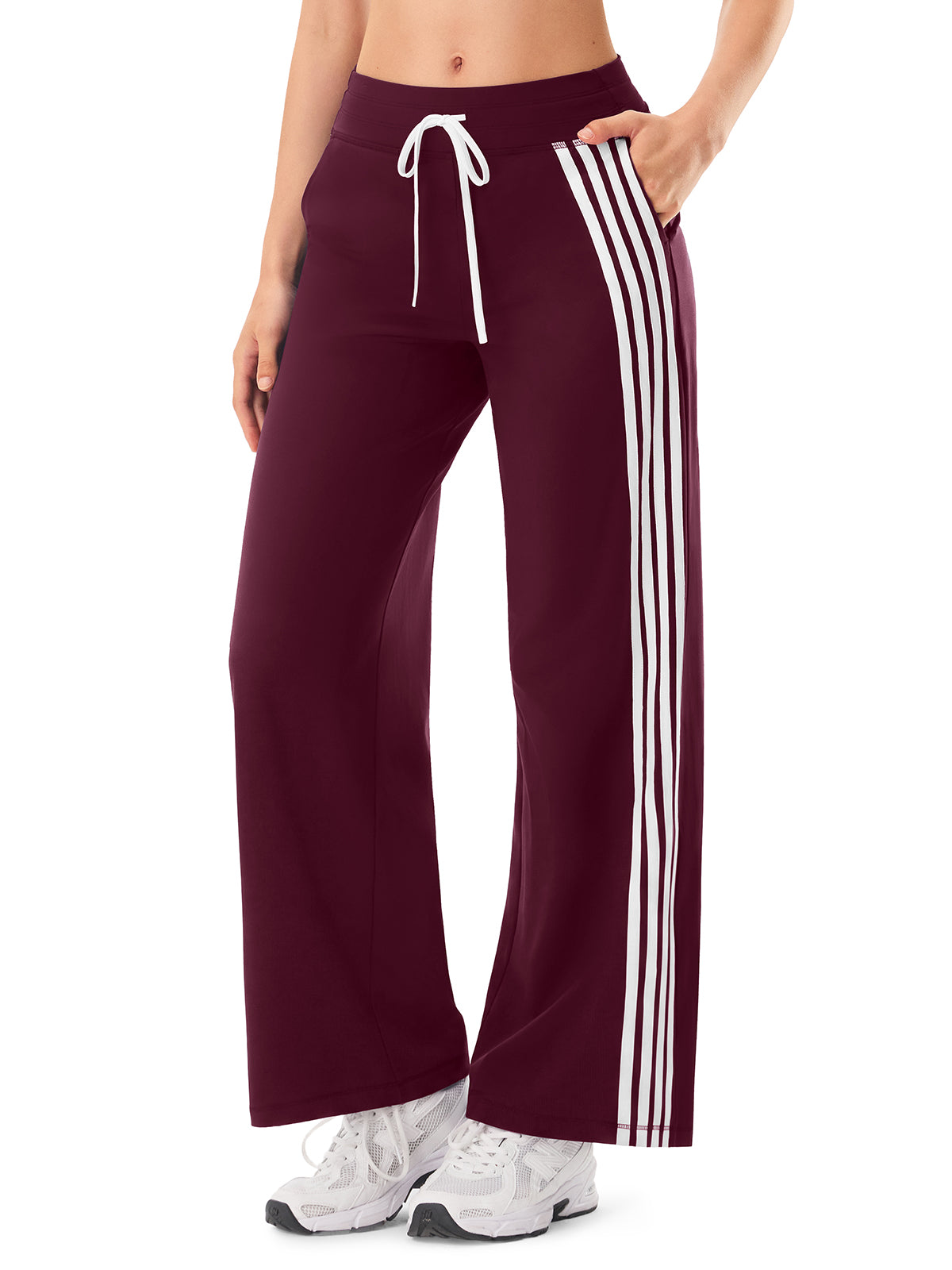 INNOMINT Women's Wide-Leg Track Pants with Side Stripes
