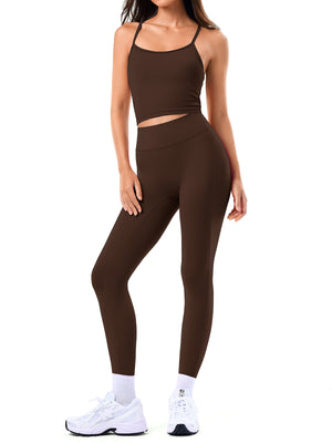 Two Piece Cross Back Tank Top Matching High Waist Leggings Sets