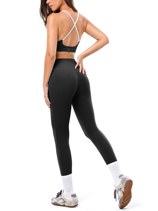 Contrast Color Sports Bra And Yoga Pants Set