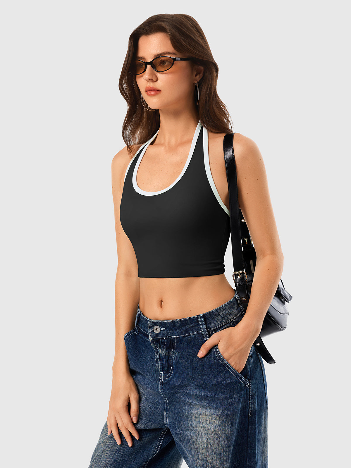 Open Back Halterneck Tank Top IN25FB023