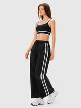 INNOMINT Women's Wide-Leg Track Pants with Lace Side Stripes
