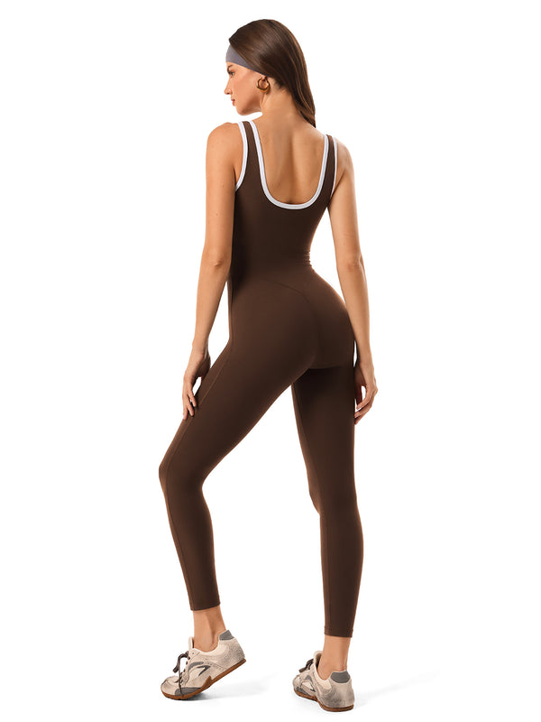 Square Neckline Color-Blocked Jumpsuit