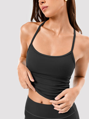 Two Piece Cross Back Tank Top Matching High Waist Leggings Sets