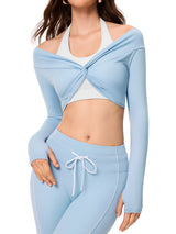 INNOMINT Women's Twist-Front Off-Shoulder Crop Top