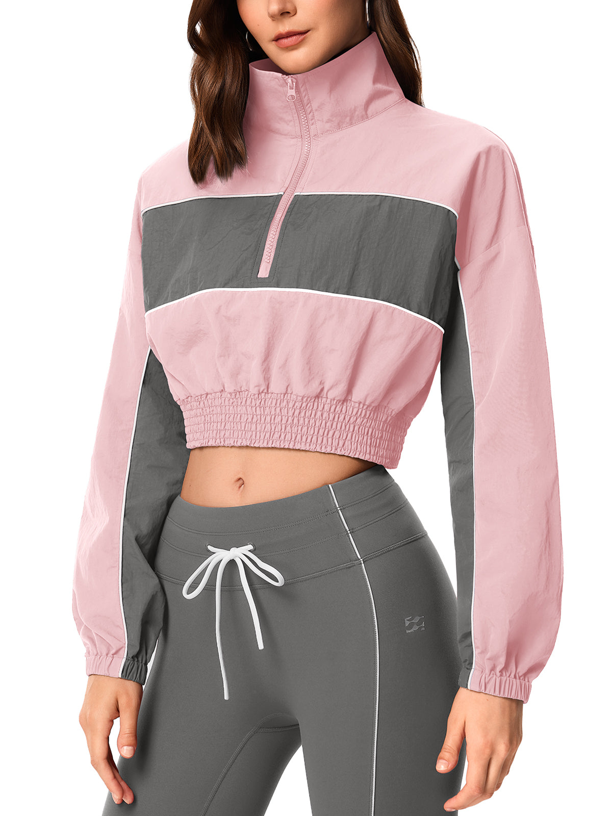 INNOMINT Women's Cropped Half-Zip Windbreaker Jacket