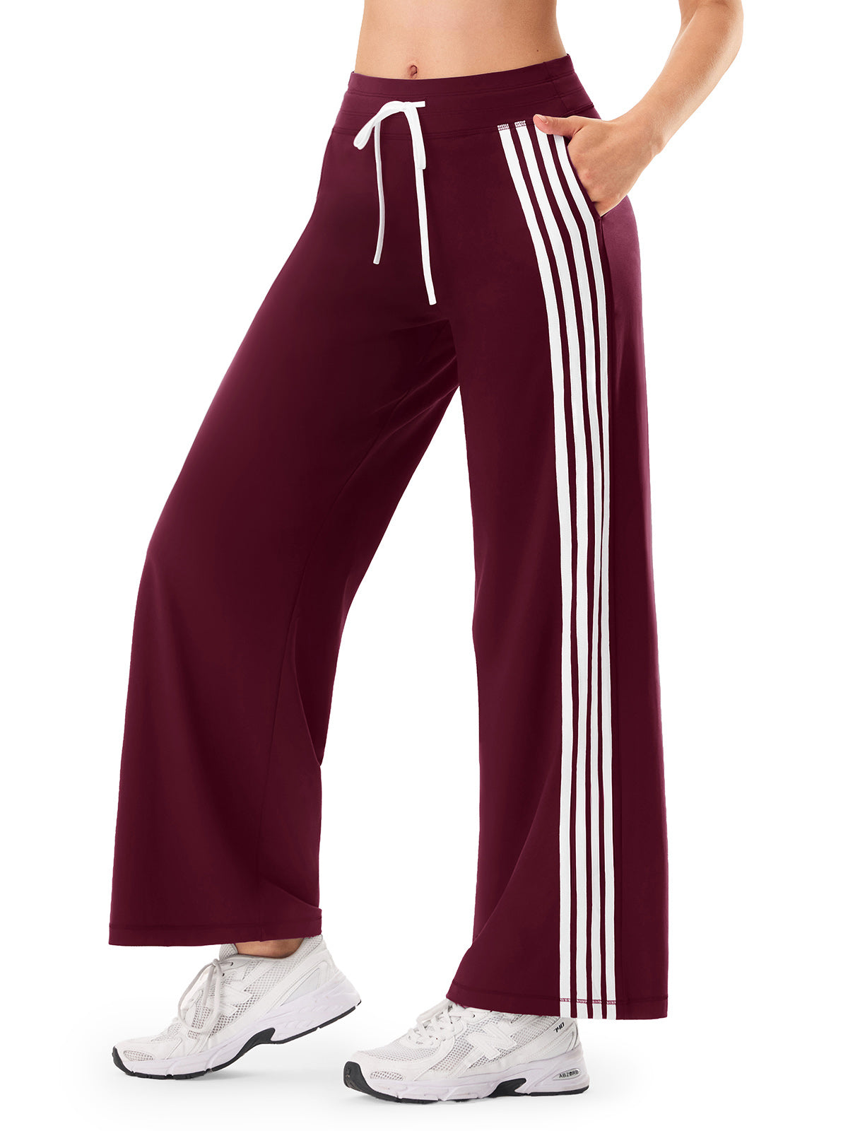 INNOMINT Women's Wide-Leg Track Pants with Side Stripes