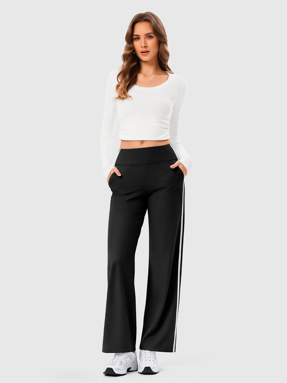 INNOMINT Women's High-Waisted Wide-Leg Track Pants