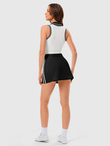 INNOMINT Women's High-Waisted Tennis Skort with Side Stripes