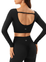 INNOMINT Women's Long Sleeve Backless Crop Top