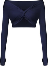 Twist Front Long Sleeve Crop Top Workout Tops Shrugs