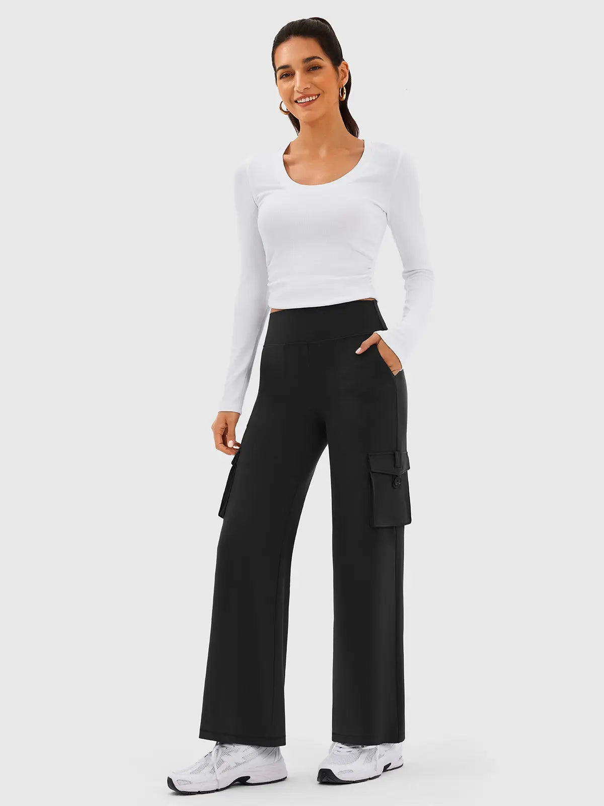 Cloud-Soft Wide Leg Yoga Pants with Cargo Pockets INNO MINT