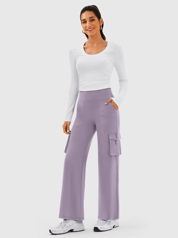Cloud-Soft Wide Leg Yoga Pants with Cargo Pockets