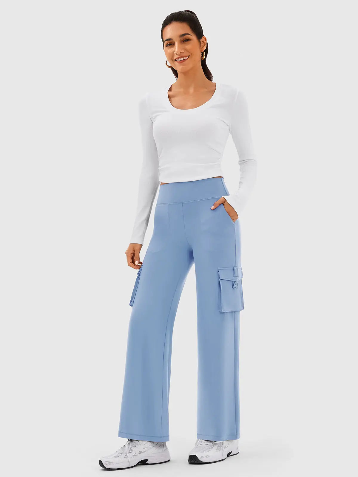 Cloud-Soft Wide Leg Yoga Pants with Cargo Pockets INNO MINT