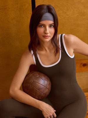 Square Neckline Color-Blocked Jumpsuit