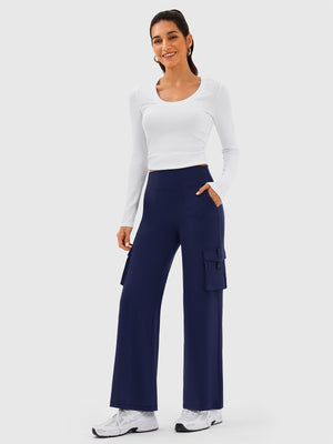 Cloud-Soft Wide Leg Yoga Pants with Cargo Pockets