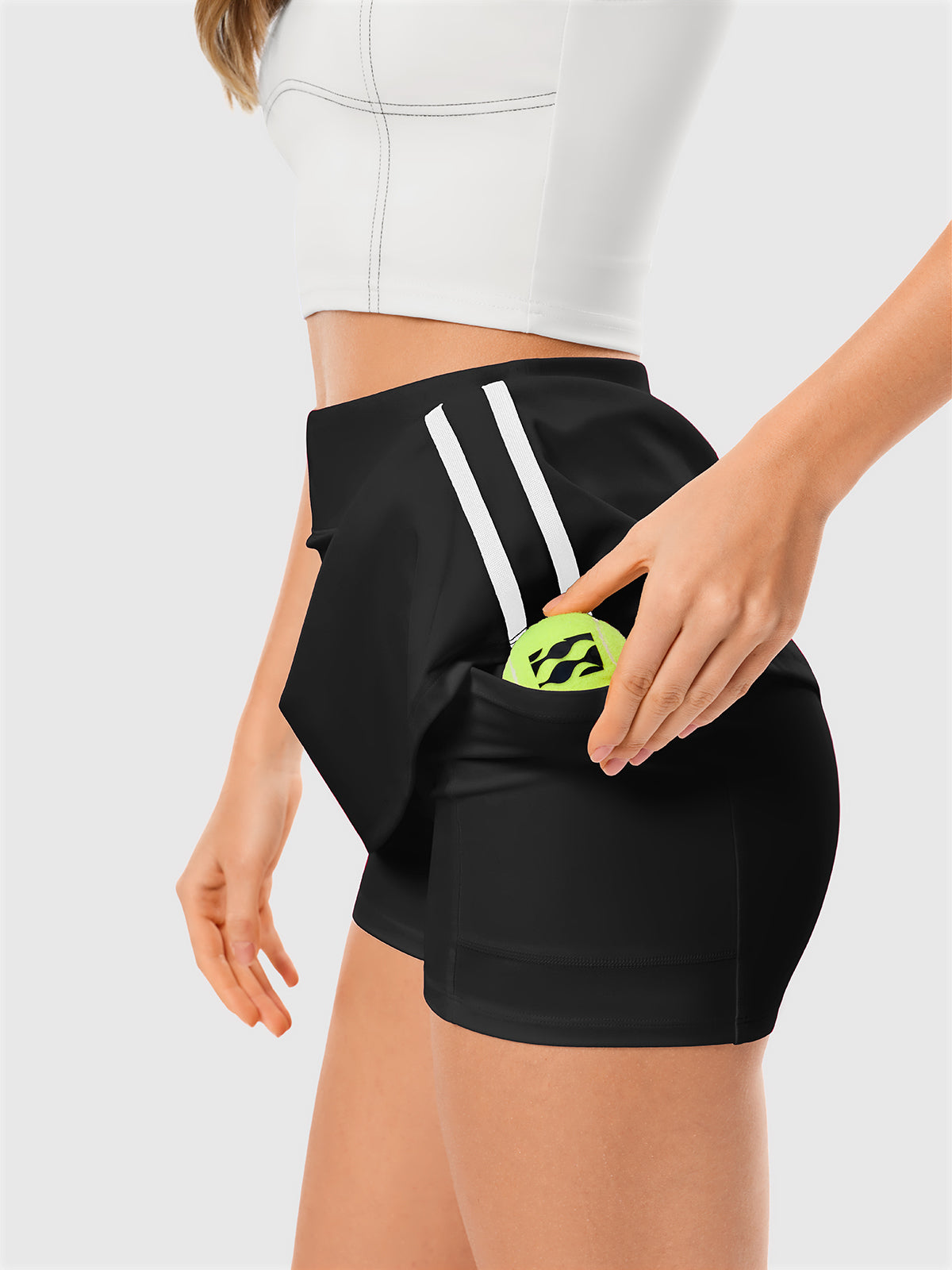 INNOMINT Women's High-Waisted Tennis Skort with Side Stripes