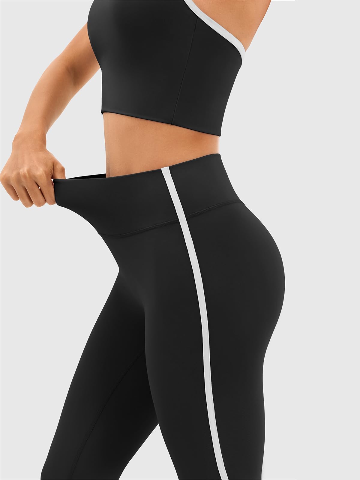 INNOMINT Women's High-Waisted Flare Leggings with Side Stripes – 31" Inseam