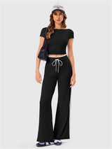 Women's Wide Leg Yoga Pants with Side Stripe