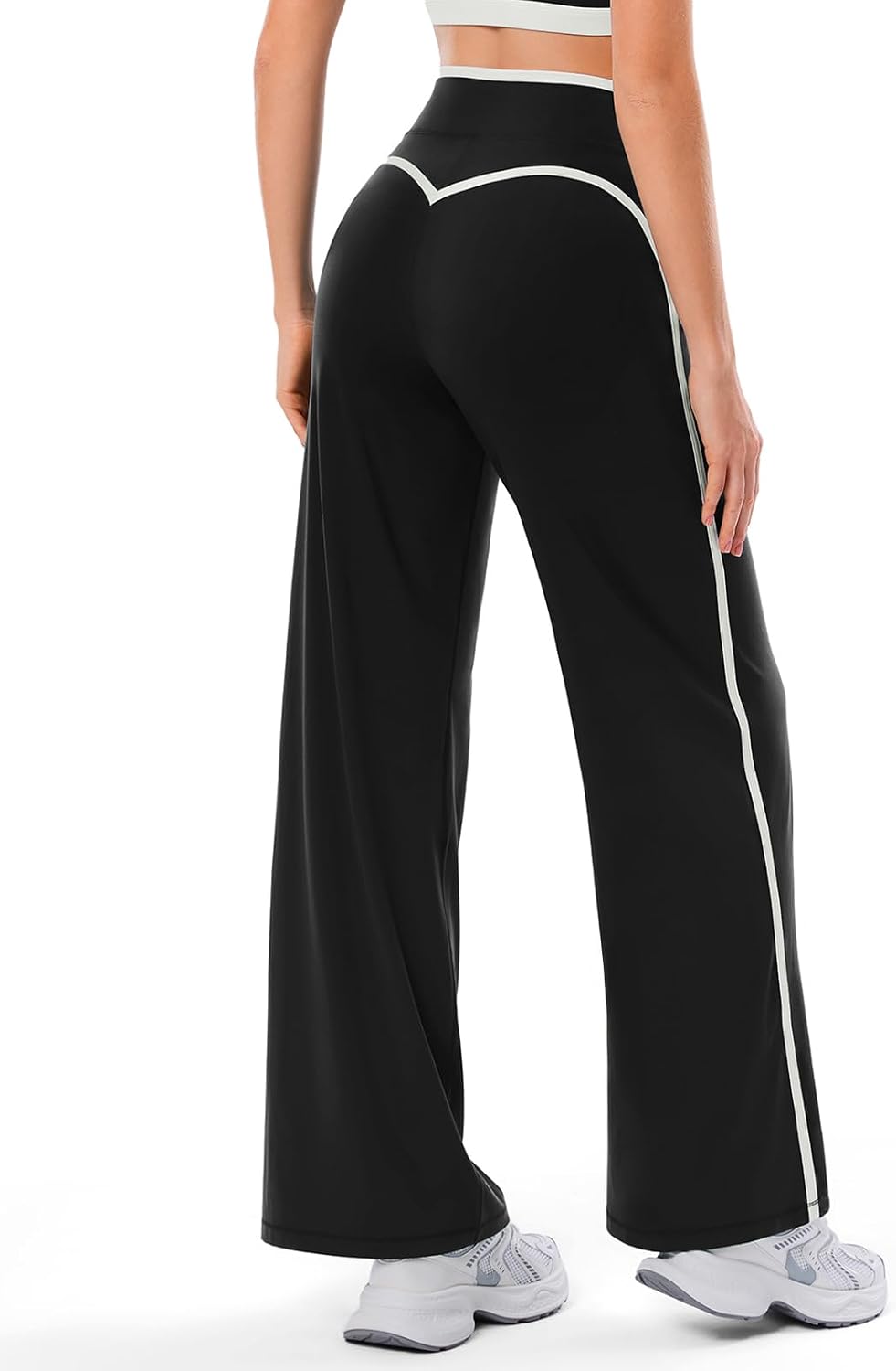 Women's Wide Leg Yoga Pants with Side Stripe