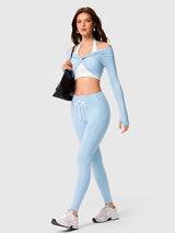Twist Front Long Sleeve Crop Top Workout Tops Shrugs