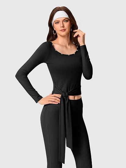 Women's Pilates Wrap Top, Long Sleeve Shirts
