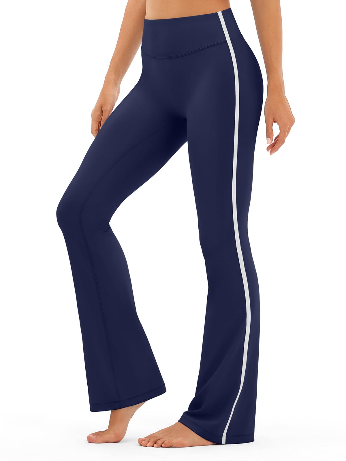 INNOMINT Women's High-Waisted Flare Leggings with Side Stripes – 31" Inseam