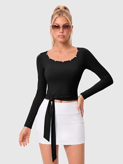Women's Pilates Wrap Top, Long Sleeve Shirts