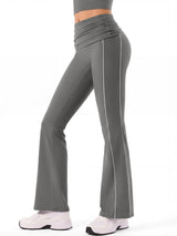 INNOMINT Women's Foldover Flare Leggings with Side Stripes