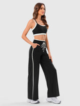Women's Wide Leg Yoga Pants with Side Stripe