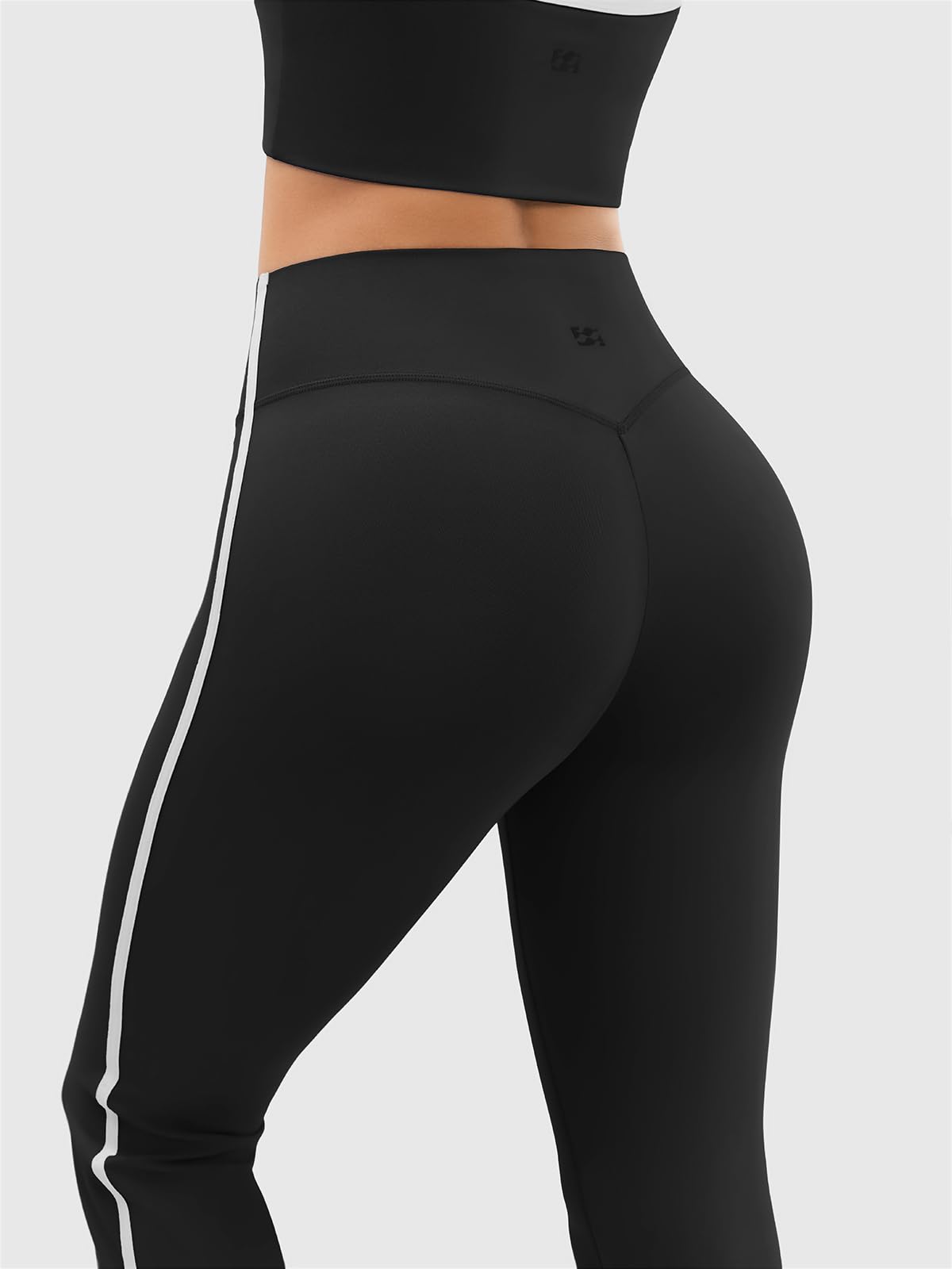 INNOMINT Women's High-Waisted Flare Leggings with Side Stripes – 31" Inseam