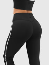 INNOMINT Women's High-Waisted Flare Leggings with Side Stripes – 31" Inseam